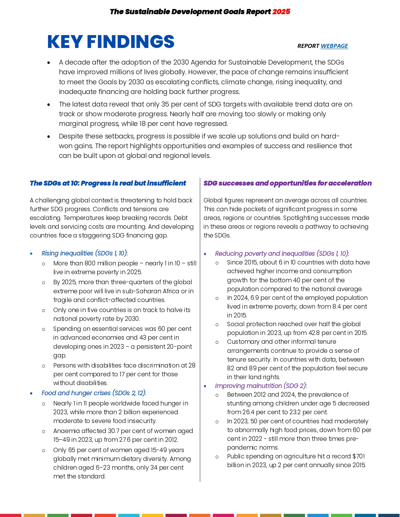 Key Findings - SDG Report 2025