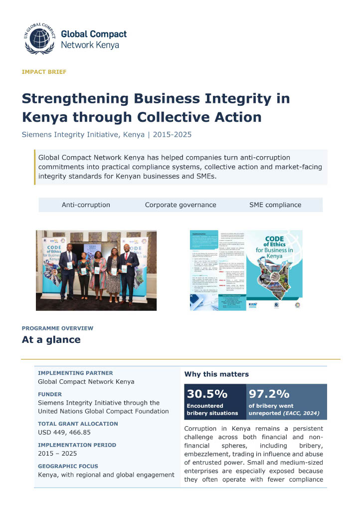 Siemens Integrity Initiative: Strengthening Business Integrity in Kenya through Collective Action